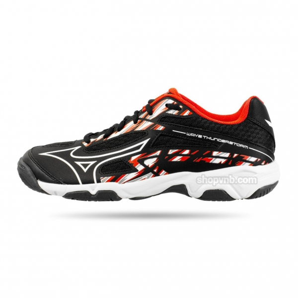 Giày Cầu Lông Mizuno Thunderstorm - Đen Trắng Đỏ Chính Hãng